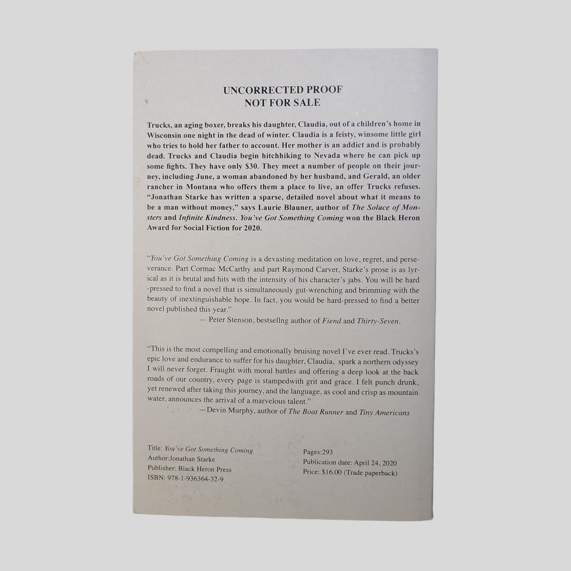 You'Ve Got Something Coming by Jonathan Starke - Back Cover - Fehmerling Books