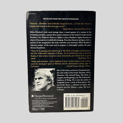 Immortality by Milan Kundera - Back Cover - Fehmerling Books