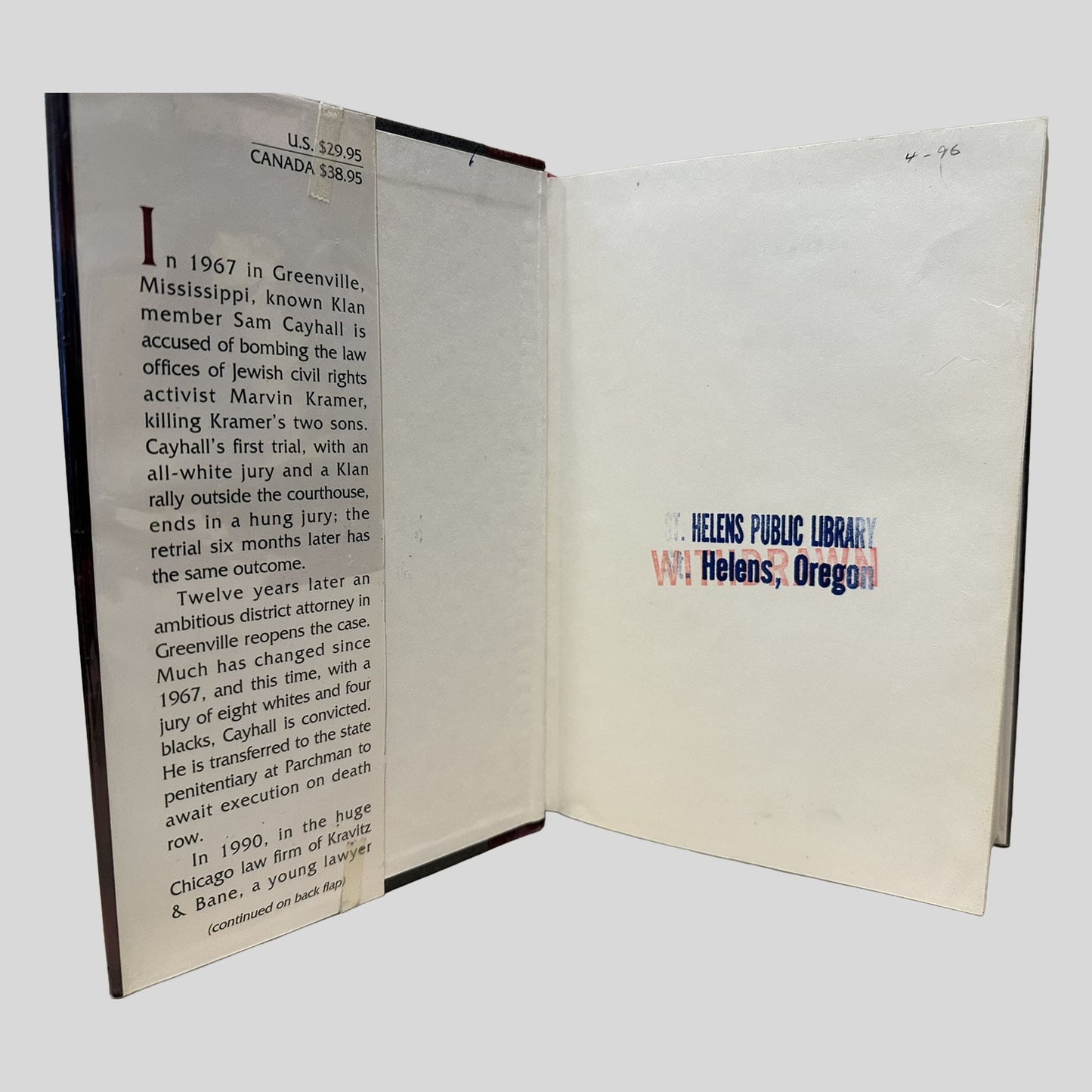The Chamber by John Grisham - Inside Front Cover - Fehmerling Books