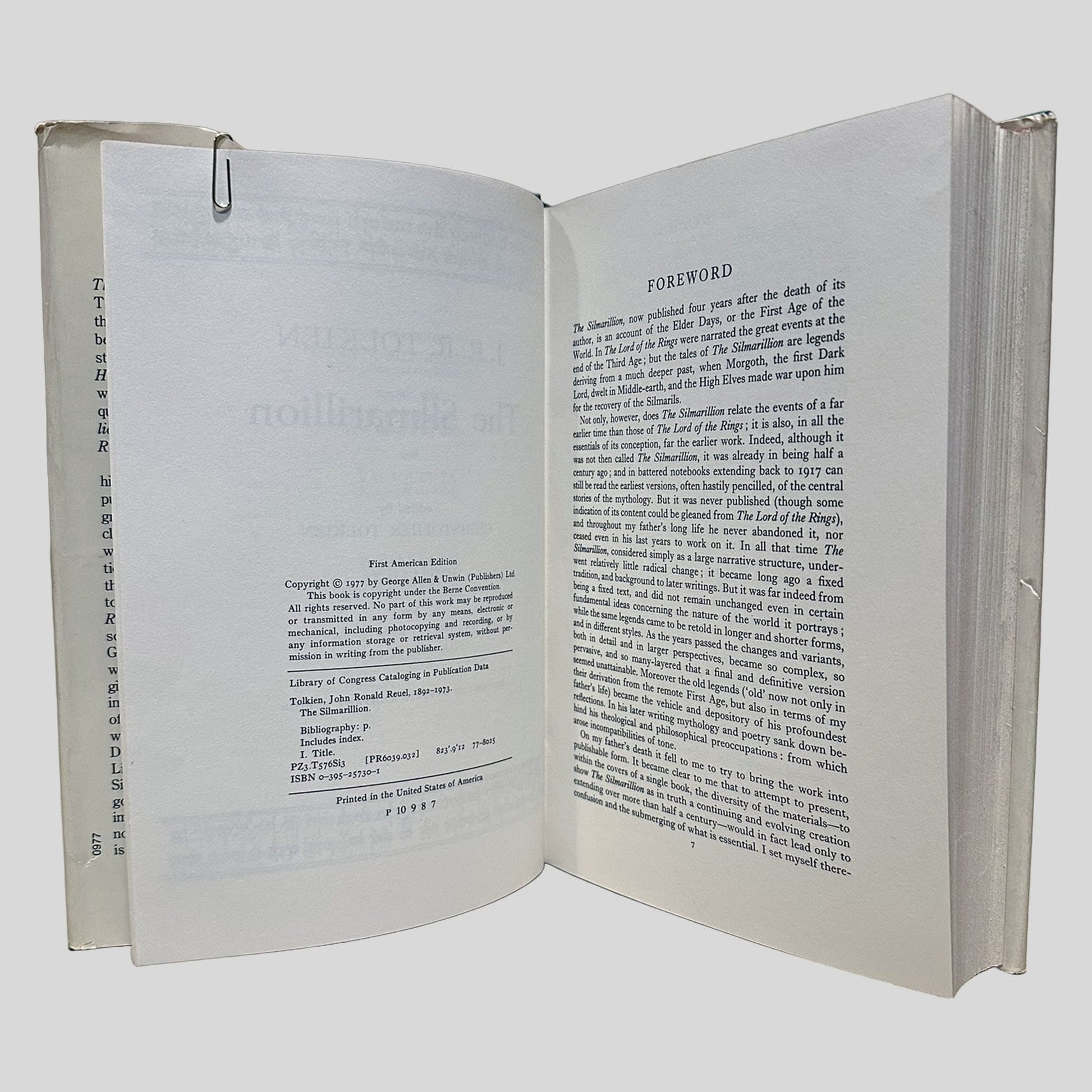The Silmarillion by J.R.R. Tolkien - Copyright page - Fehmerling Books