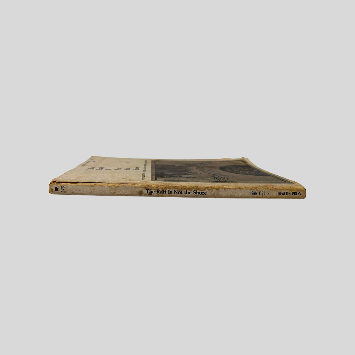 Spine view of The Raft Is Not The Shore vintage Beacon Press paperback edition.