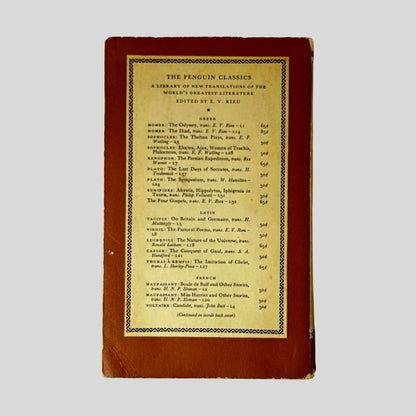 Back cover of The Canterbury Tales by Geoffrey Chaucer showing back text summary and publication details.