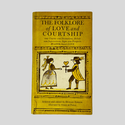 Front cover of The Folklore of Love and Courtship by Duncan Emrich, illustrated by Tomie dePaola, vintage good condition hardcover edition (Social Science & Folklore).
