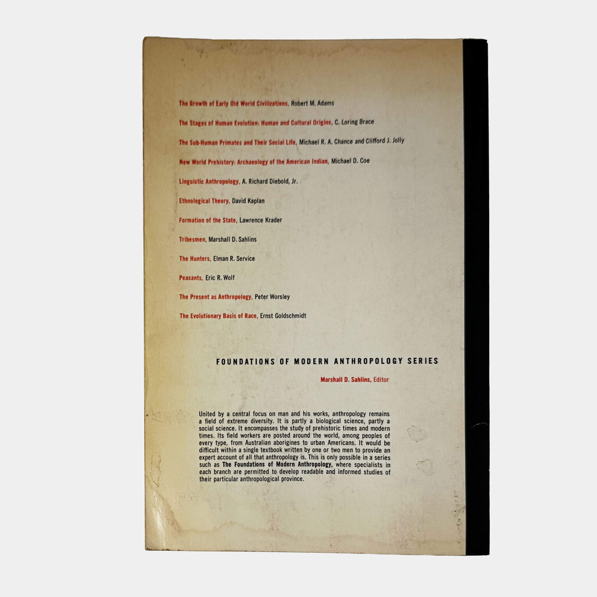 Back cover of Peasants by Eric R. Wolf showing back text summary and publication details.