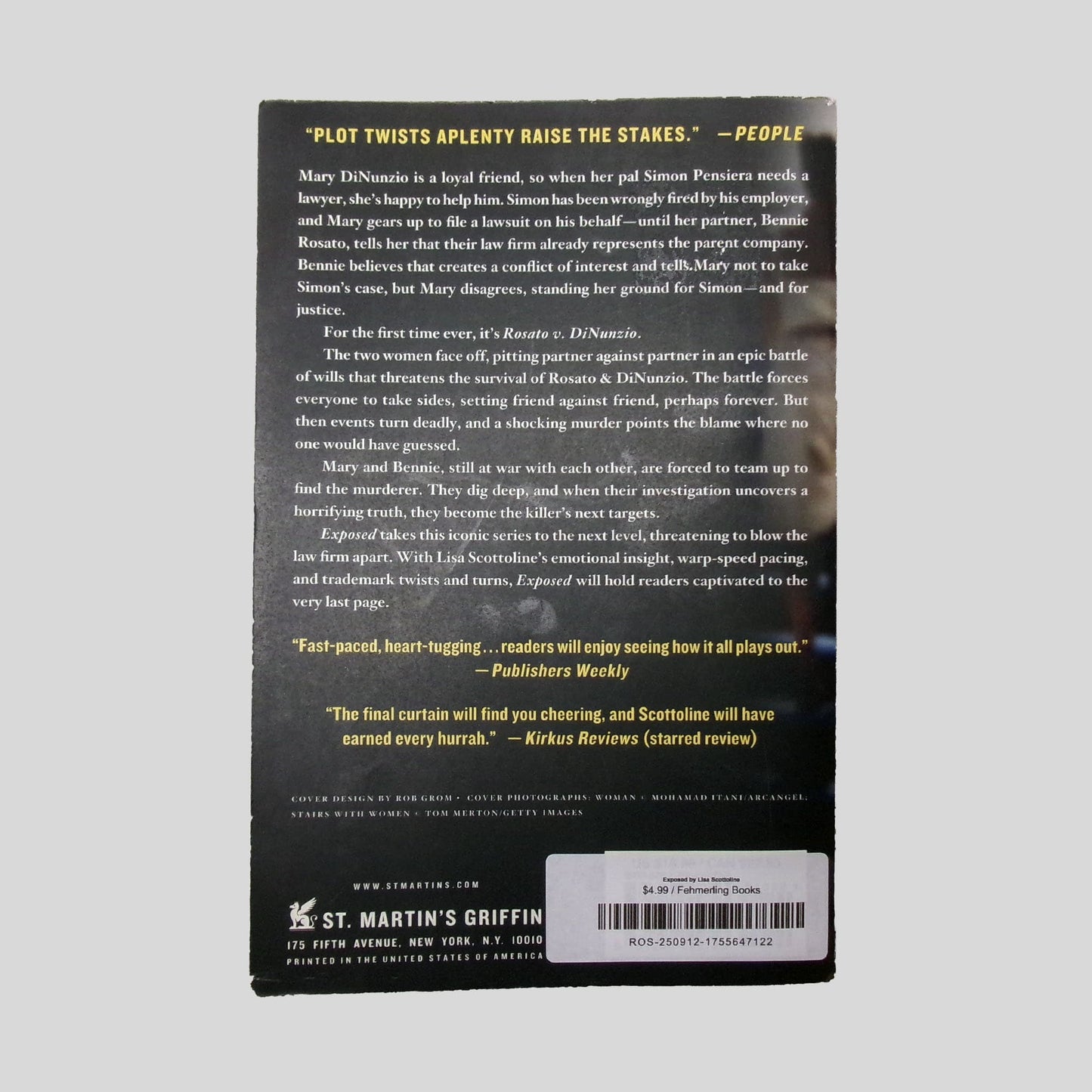 Exposed by Lisa Scottoline - Back Cover - Fehmerling Books