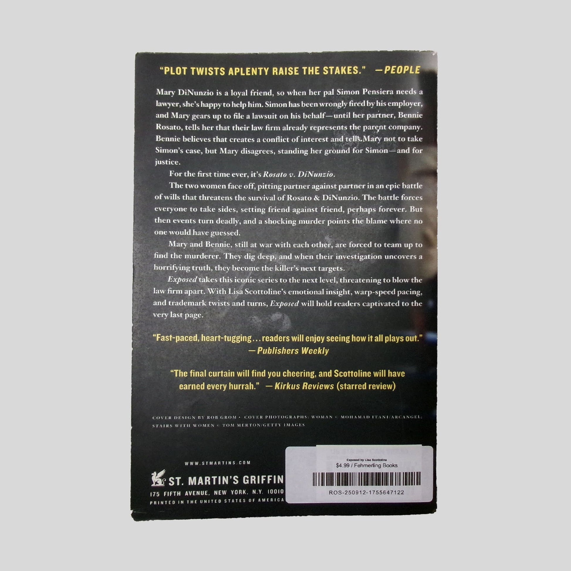 Exposed by Lisa Scottoline - Back Cover - Fehmerling Books