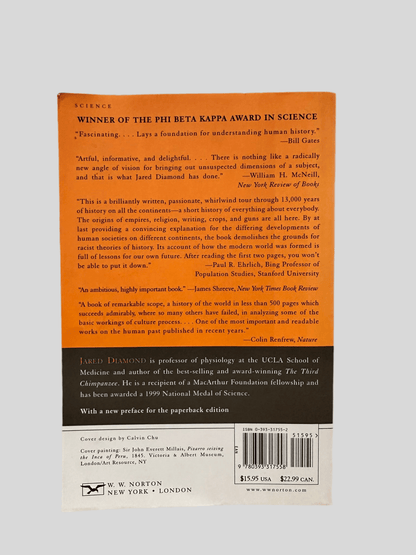 Guns, Germs, and Steel: The Fates of Human Societies by Jared Diamond - Back Cover