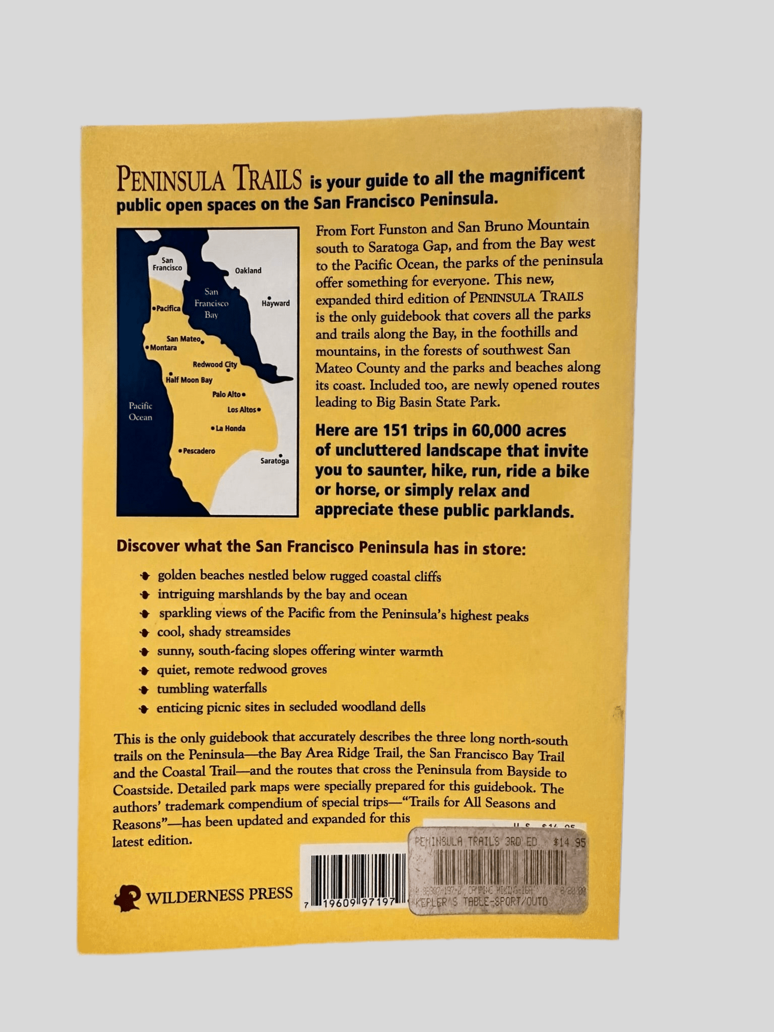 Peninsula Trails - Outdoor Adventures on the San Francisco Peninsula by Jean Rusmore, Frances Spangle, Betsy Crowder - Back Cover