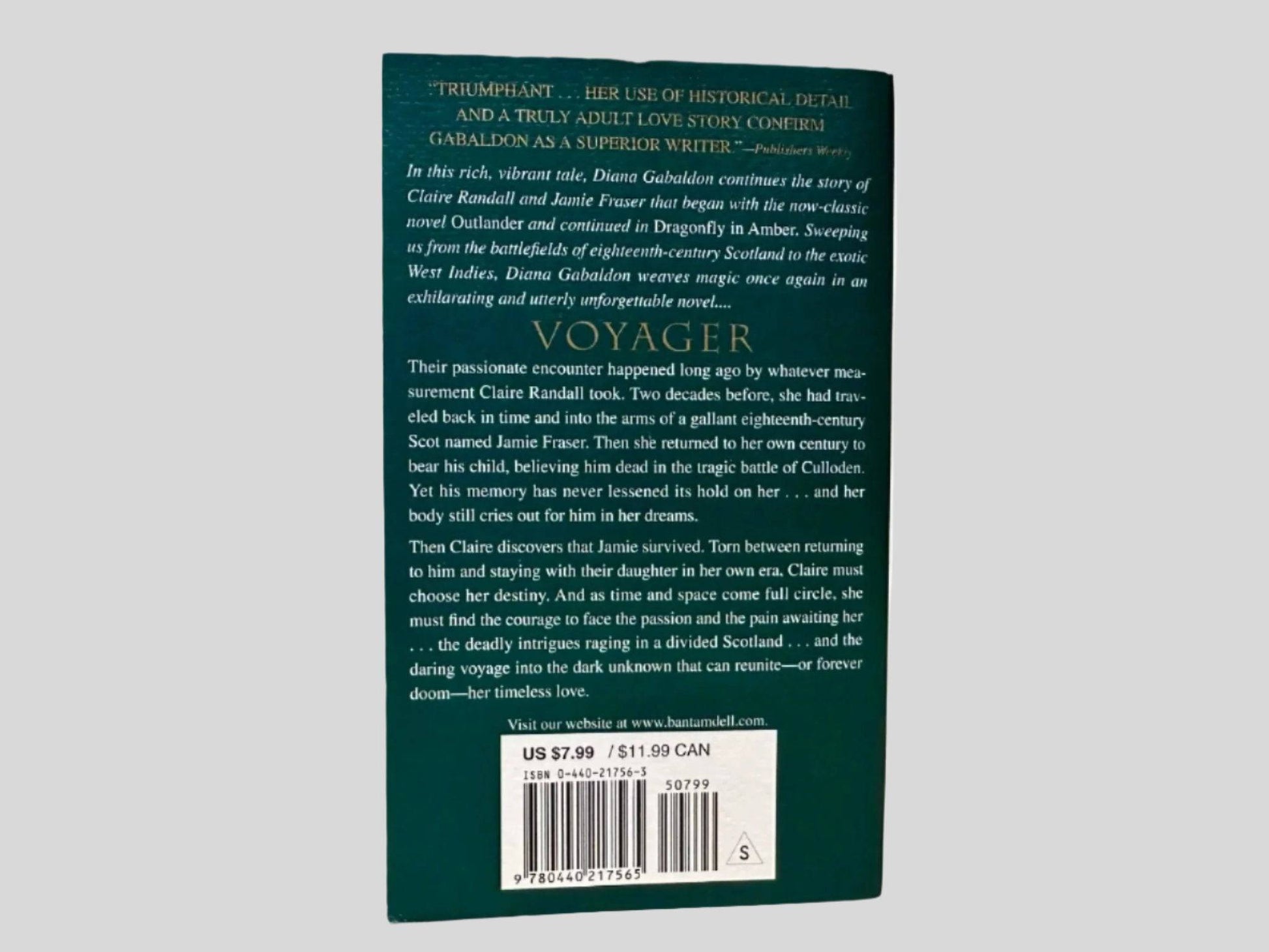 Voyager by Diana Gabaldon - Back Cover