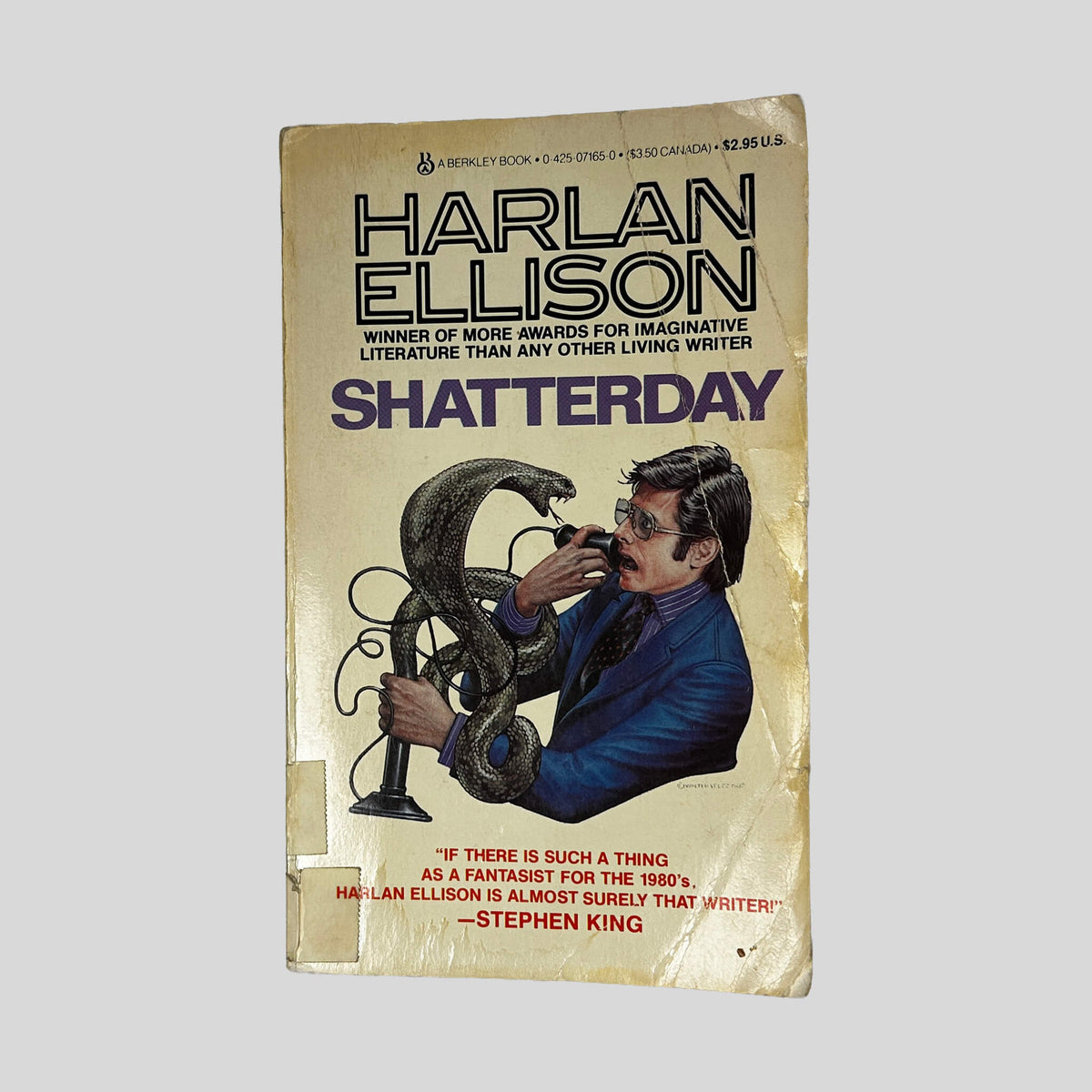 Front cover of Shatterday by Harlan Ellison, vintage 1983 Berkley acceptable condition mass market paperback edition (Science Fiction short story collection).