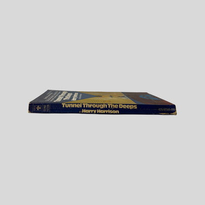 Spine view of Tunnel Through The Deeps vintage Berkley mass market paperback edition by Harry Harrison.
