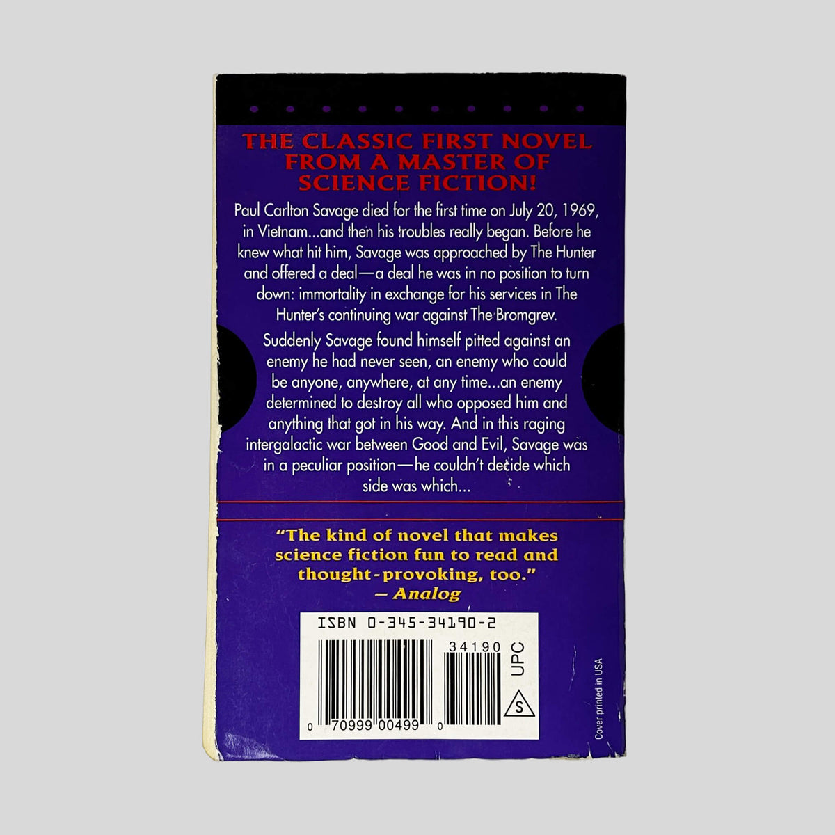 Back cover of A Jungle of Stars by Jack L. Chalker showing back text summary and publication details.