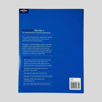 Back cover of The Lonely Planet Bluelist 2006 by Lonely Planet showing contents list and destination details.