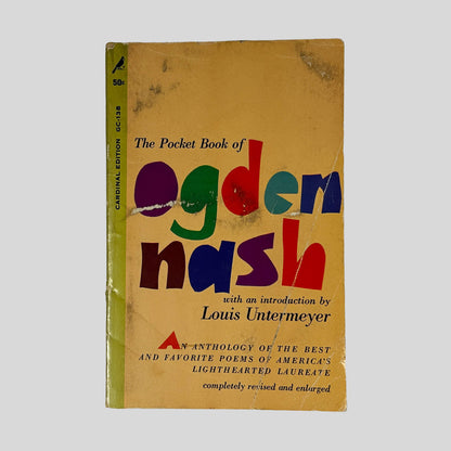 Front cover of The Pocket Book Of Ogden Nash edited by Louis Untermeyer, vintage 1962 Pocket Books acceptable condition hardcover edition (Poetry collection).