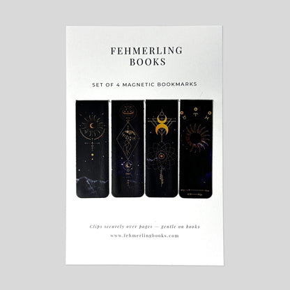 Celestial Zodiac set of 4 aesthetic magnetic page markers by Fehmerling Books