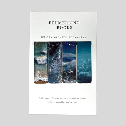 Ocean Tide blue rolling seafoam and ocean waves magnetic bookmarks set of 4 by Fehmerling Books.