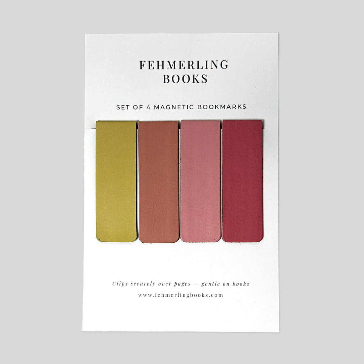 Autumn Rose warm ochre terracotta and blush pink magnetic bookmarks set of 4 by Fehmerling Books.