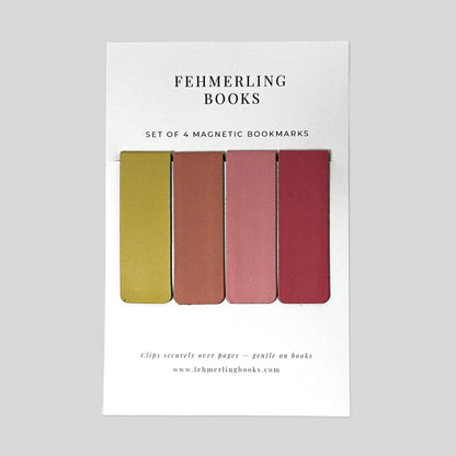 Autumn Rose warm ochre terracotta and blush pink magnetic bookmarks set of 4 by Fehmerling Books.