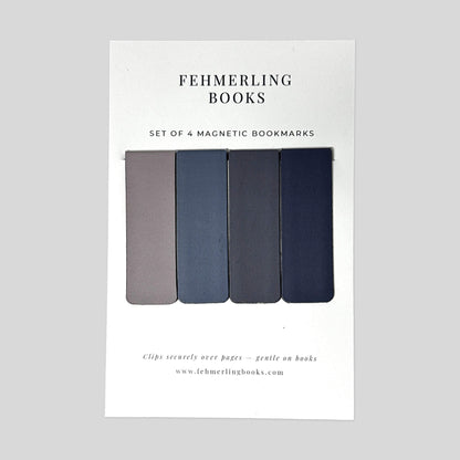 Midnight Mauve moody slate blue and lavender magnetic bookmarks set of 4 by Fehmerling Books.