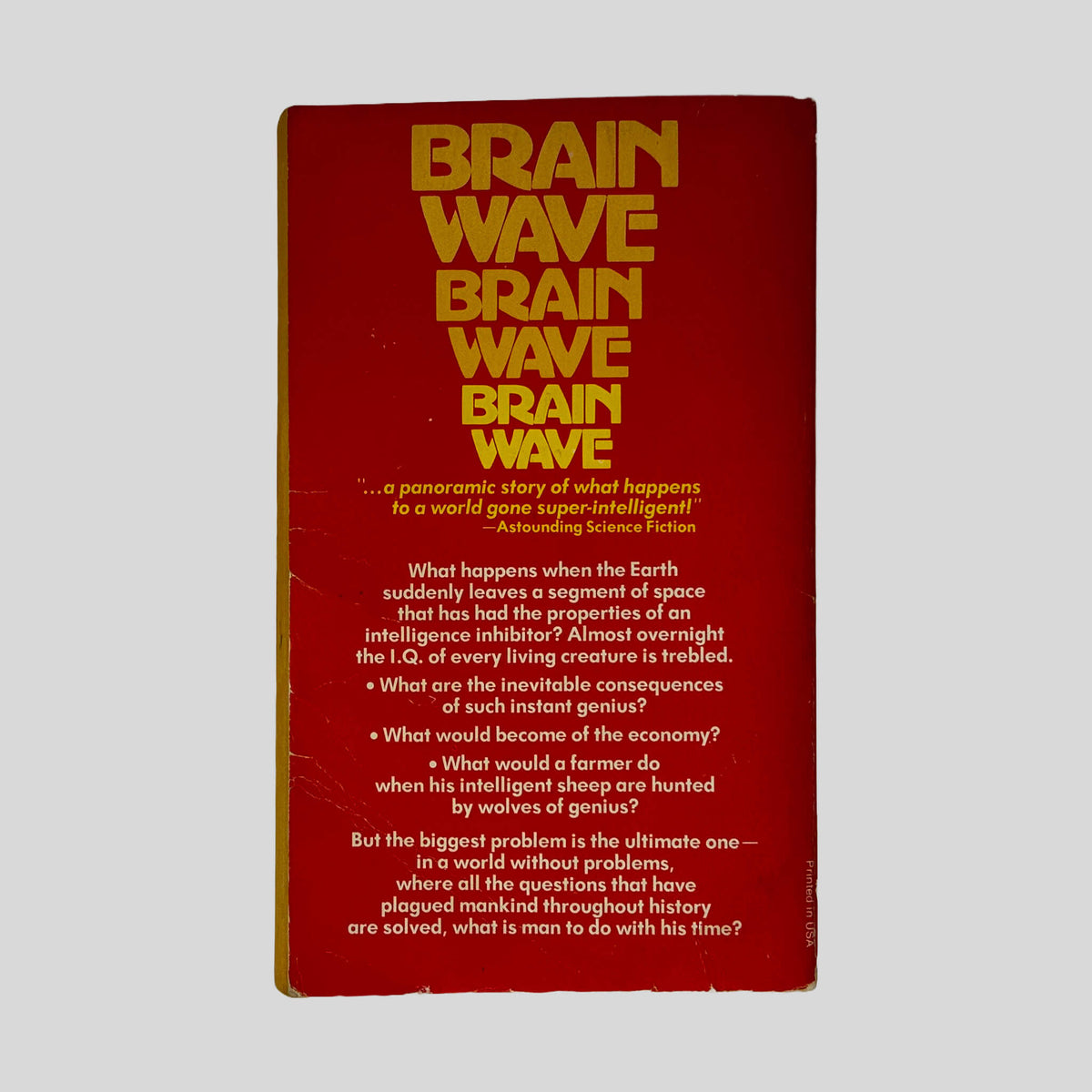 Back cover of Brain Wave by Poul Anderson showing back cover blurb and story overview.