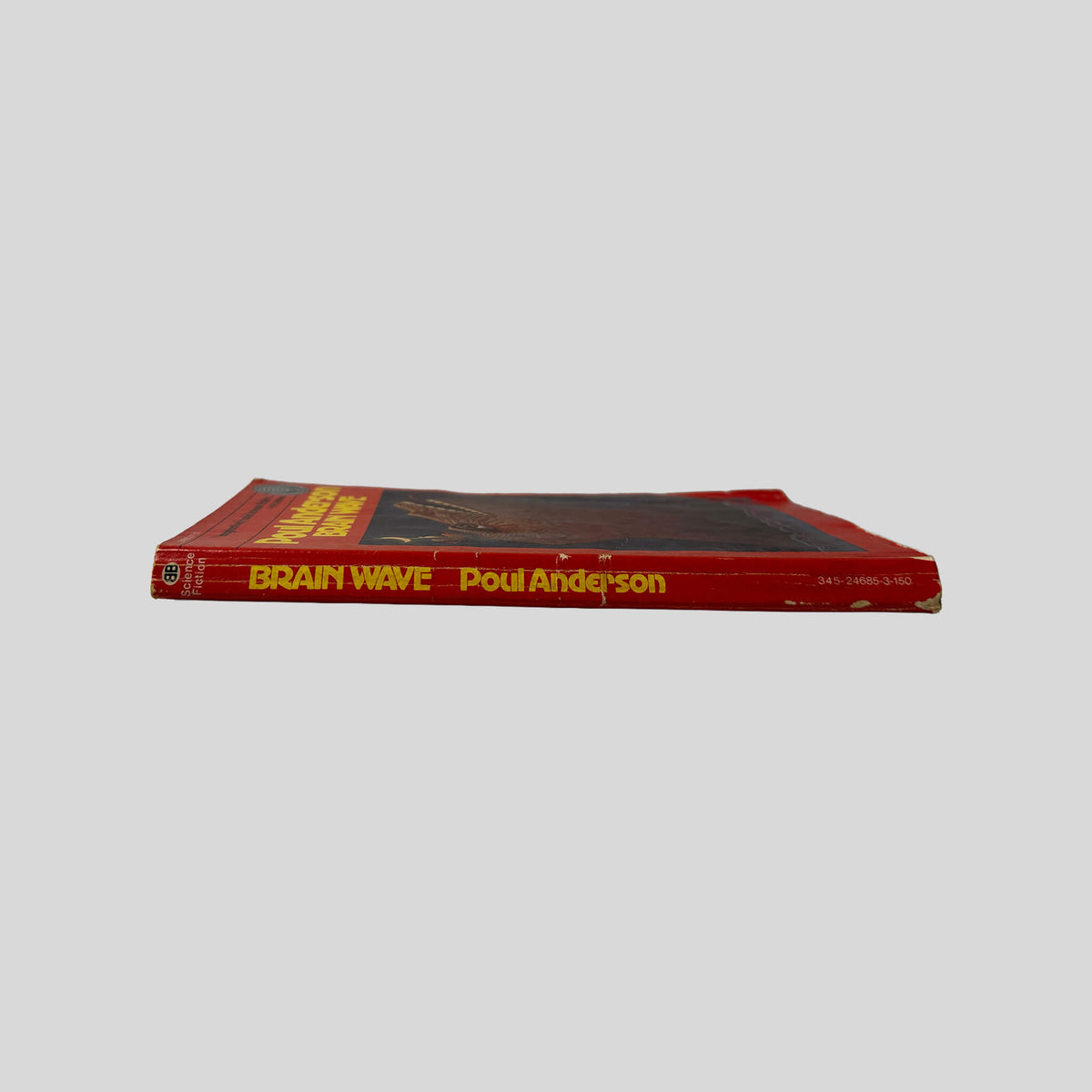 Spine view of Brain Wave vintage Ballantine mass market paperback edition by Poul Anderson.