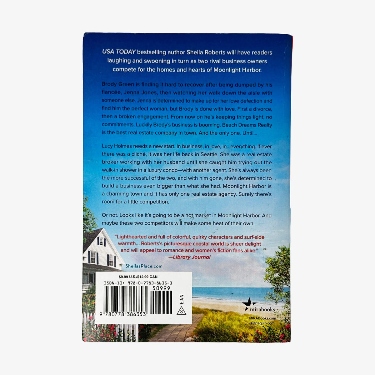Back cover of Sand Dollar Lane by Sheila Roberts showing plot summary and book description.