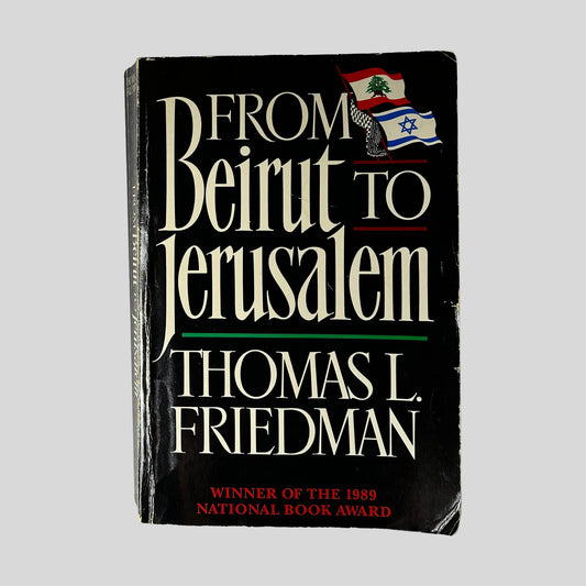 Front cover of From Beirut To Jerusalem by Thomas L. Friedman, vintage 1989 good condition paperback edition (Middle Eastern history & political science).