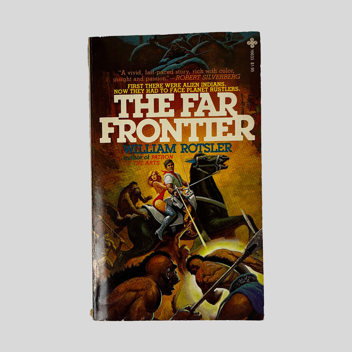 Front cover of The Far Frontier by William Rotsler, vintage 1980 Playboy Press very good condition mass market paperback edition (Science Fiction novel).